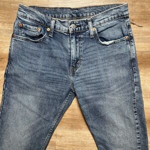 Levis Jeans Men 29x30 Blue 502 Tapered Stretch Whiskering Denim Pants Casual